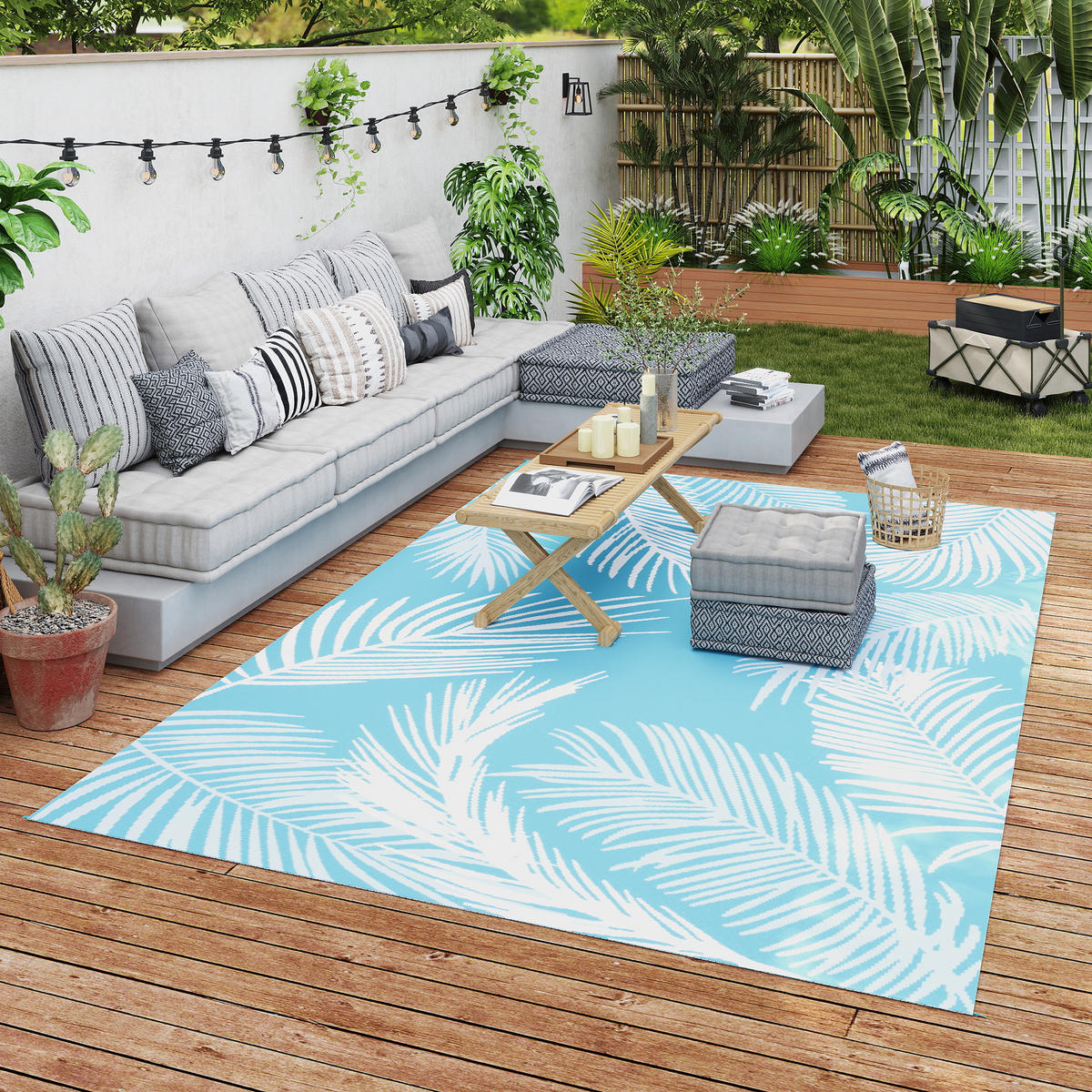 OUTDOORTEPPICH aus Kunststoff Hellblau - Hellblau, Kunststoff (182/274cm) - Outsunny