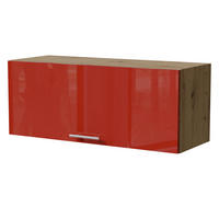 KLAPPHÄNGESCHRANK Brerra W4B/90 Eiche Artisan / RAL 3002 karminrot Hochglanz 90 / 32,5 / 36cm mit Blum Aventos Klappenbeschlag - Rot/Eiche Artisan, Holz/Holzwerkstoff (90/36/32.5cm) - Feldmann-Wohnen