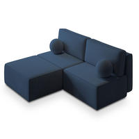 ROHOVÁ SEDAČKA VARNA modrá - šedá/modrá, dřevo/textil (196/158cm) - MASSENO