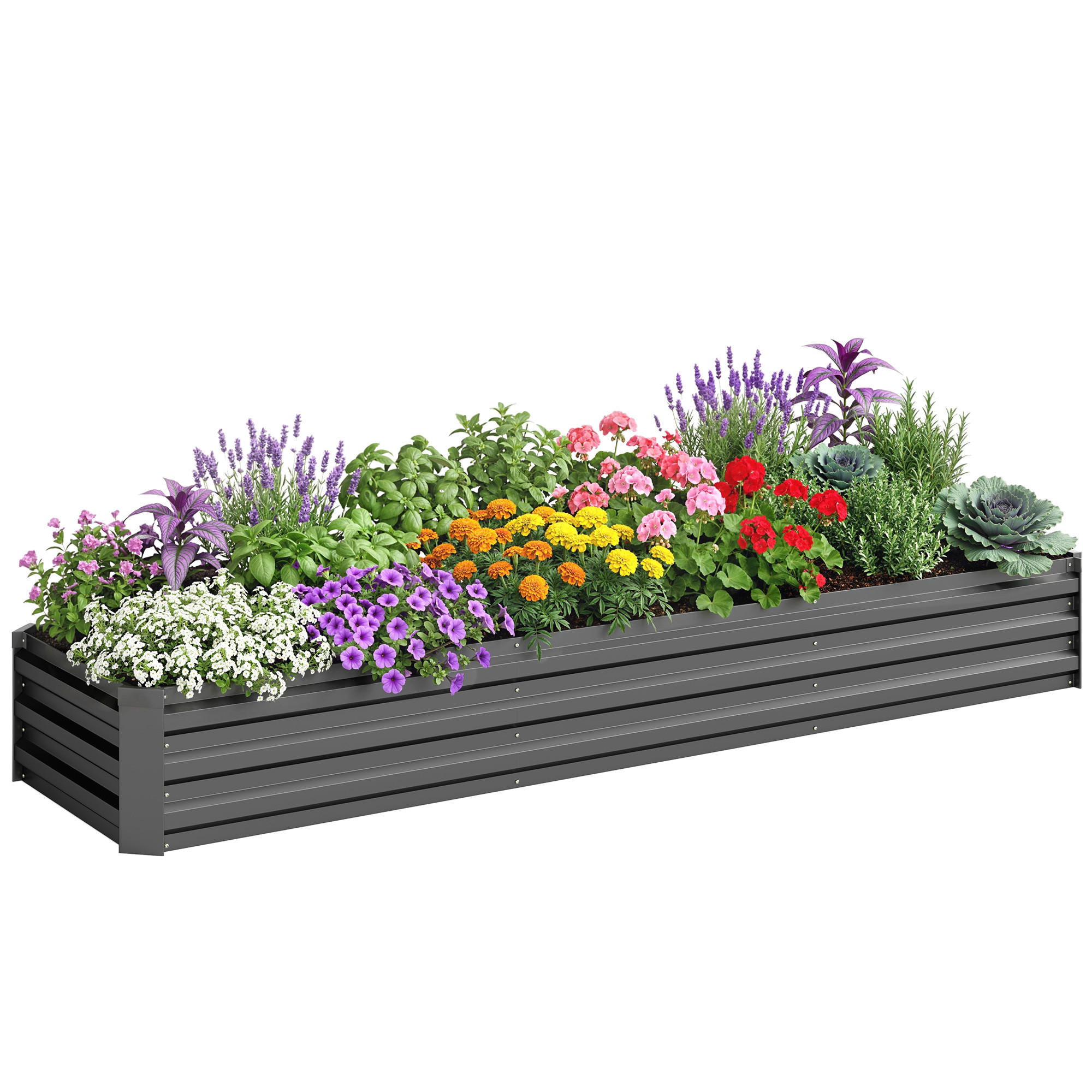 HOCHBEET DE-12212 rechteckig 240/60/30 cm mit offenem Boden Dunkelgrau - Dunkelgrau, Metall (240/30/60cm) - ComfortXL