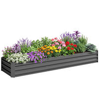 HOCHBEET DE-12212 rechteckig 240/60/30 cm mit offenem Boden Dunkelgrau - Dunkelgrau, Metall (240/30/60cm) - ComfortXL