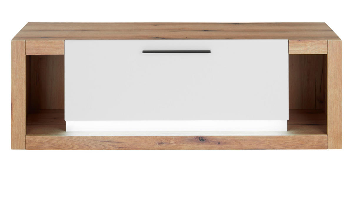 TV-LOWBOARD weiß matt, Evoke Eiche, TV Unterteil 150 x 49 cm - Eichefarben/Silberfarben, Holzwerkstoff/Kunststoff (150/49/43cm) - Furn.Design