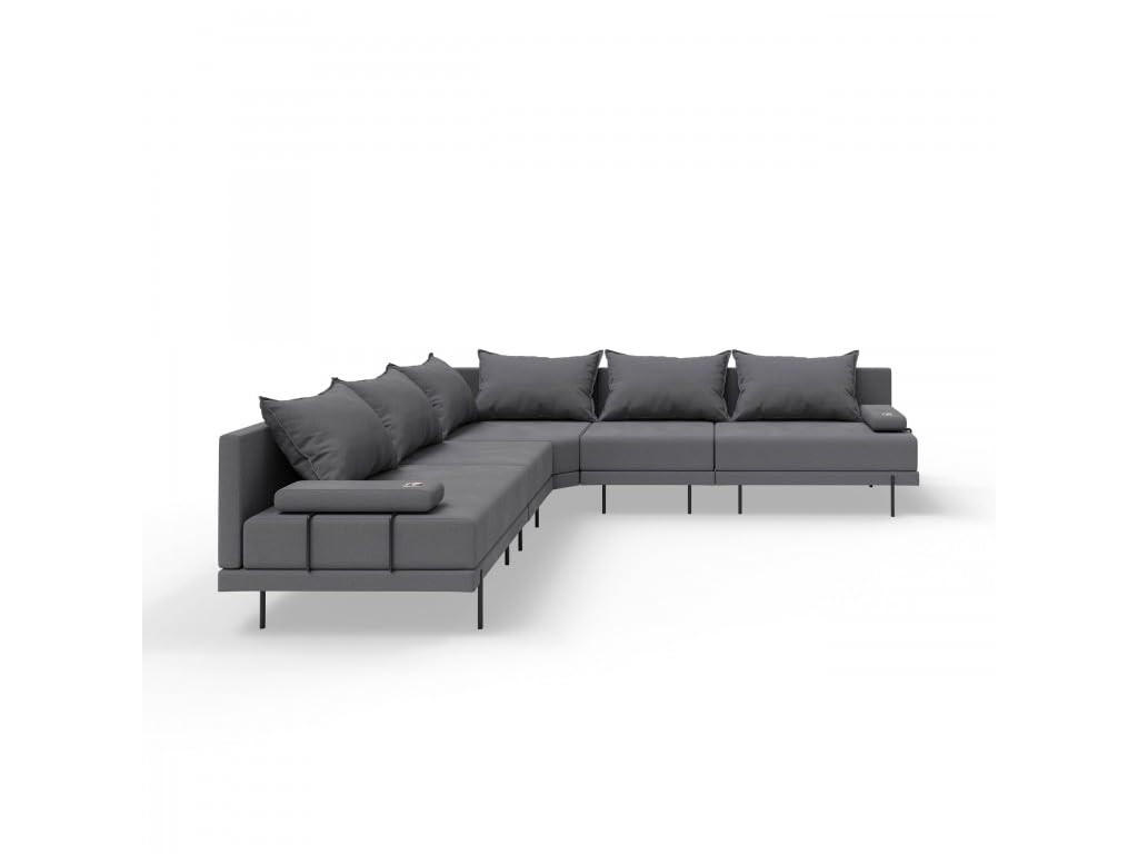 GARTENSOFA BAHAMA L - Wetterfeste Balkonmöbel & Terrassenmöbel Außen - Moderne Lounge Möbel für Garten - Balkon & Terrasse - Dunkelgrau - Dunkelgrau, Kunststoff (298/75/298cm) - Trada