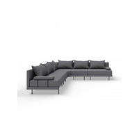 GARTENSOFA BAHAMA L - Wetterfeste Balkonmöbel & Terrassenmöbel Außen - Moderne Lounge Möbel für Garten - Balkon & Terrasse - Dunkelgrau - Dunkelgrau, Kunststoff (298/75/298cm) - Trada