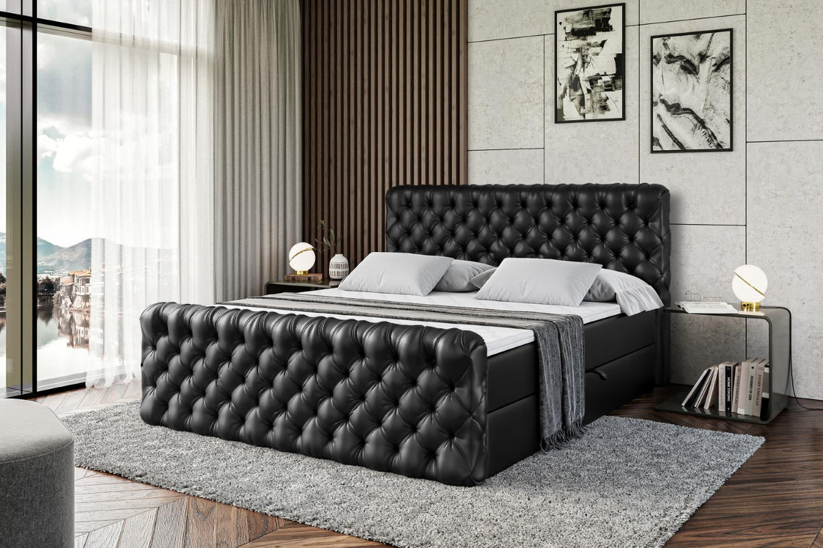 BOXBETT BOXI8-Z - 120x200 cm - H4 - Schwarz Hochglanz - Schwarz Hochglanz, Holzwerkstoff (120/200cm) - ALTDECOR
