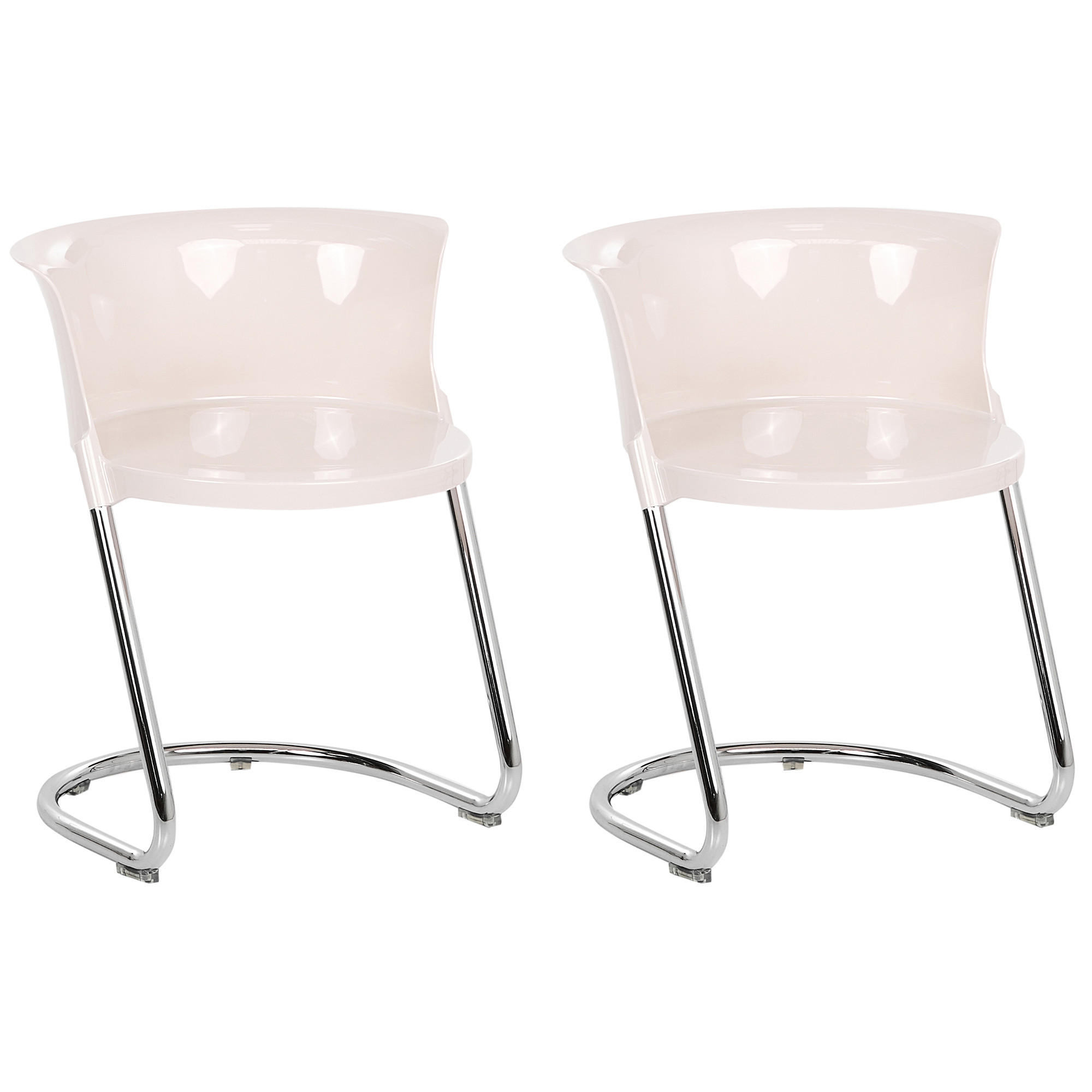 ESSZIMMERSTUHL 2er Set Cremeweiß Oshkosh - Silberfarben/Creme, Kunststoff (47/63/50cm) - Beliani
