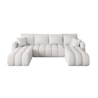 WOHNLANDSCHAFT GARDA U-Form weiß Strickstoff Aragon 1 - Schlaffunktion, Bettkasten - Weiß, Textil (305/88/150cm) - Cornero