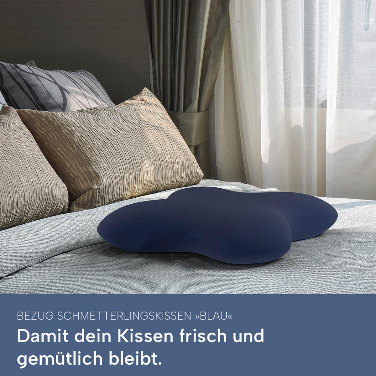 KISSENBEZUG für Schmetterlingskissen, DOPPELPACK Blau 56x48 cm - Blau, Textil (48/56cm) - casimum