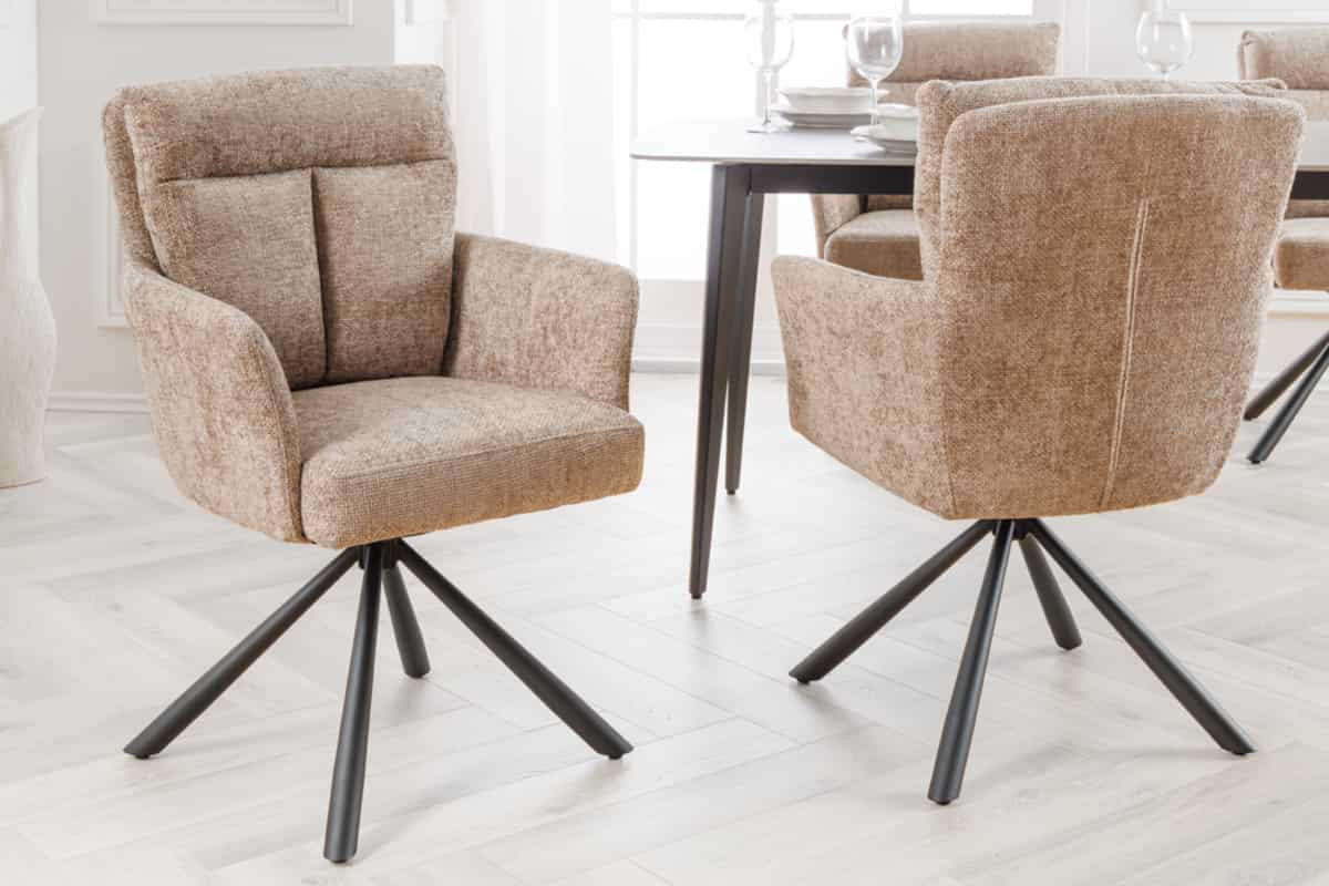 STUHL BIG GEORGE Samt Beige 95 cm - Beige/Schwarz, Textil/Metall (59/93/68cm) - riess-ambiente