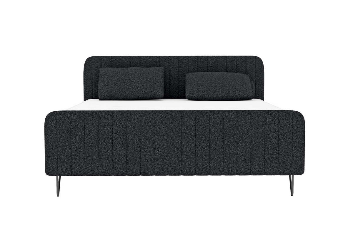 BOXSPRINGBETT LUCIO Bouclé-Stoff Schwarz 160/200 cm - Schwarz, Textil/Metall (160/200cm) - 99rooms