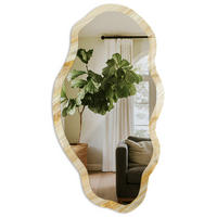 SPIEGEL 90x45 cm asymmetrisch mit Druck - Sonnige Wellen - Transparent, Glas (45/90/0.4cm) - TULUP