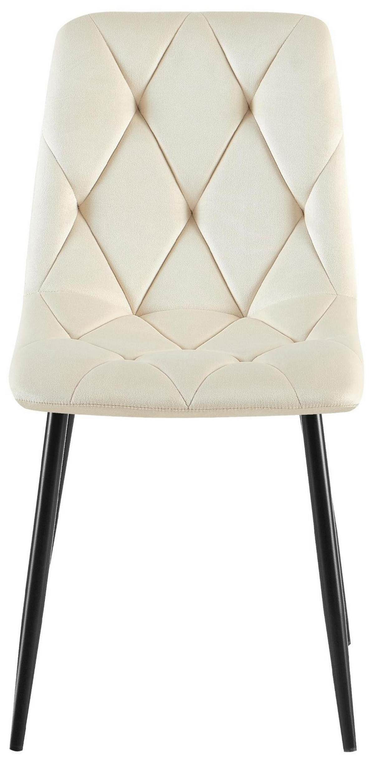 ESSZIMMERSTUHL Samt Creme - Creme/Schwarz, Textil/Metall (45/85/55cm) - CLP