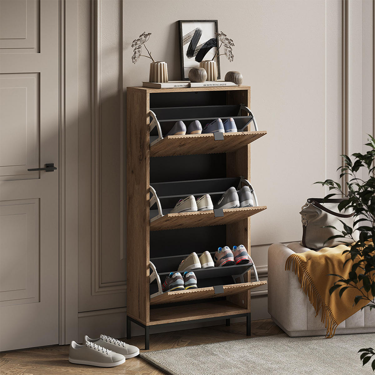 BOTNÍK NA BOTY Eliza Dub Viking - barva dubu, kompozitní dřevo (60/130/24cm) - Vicco