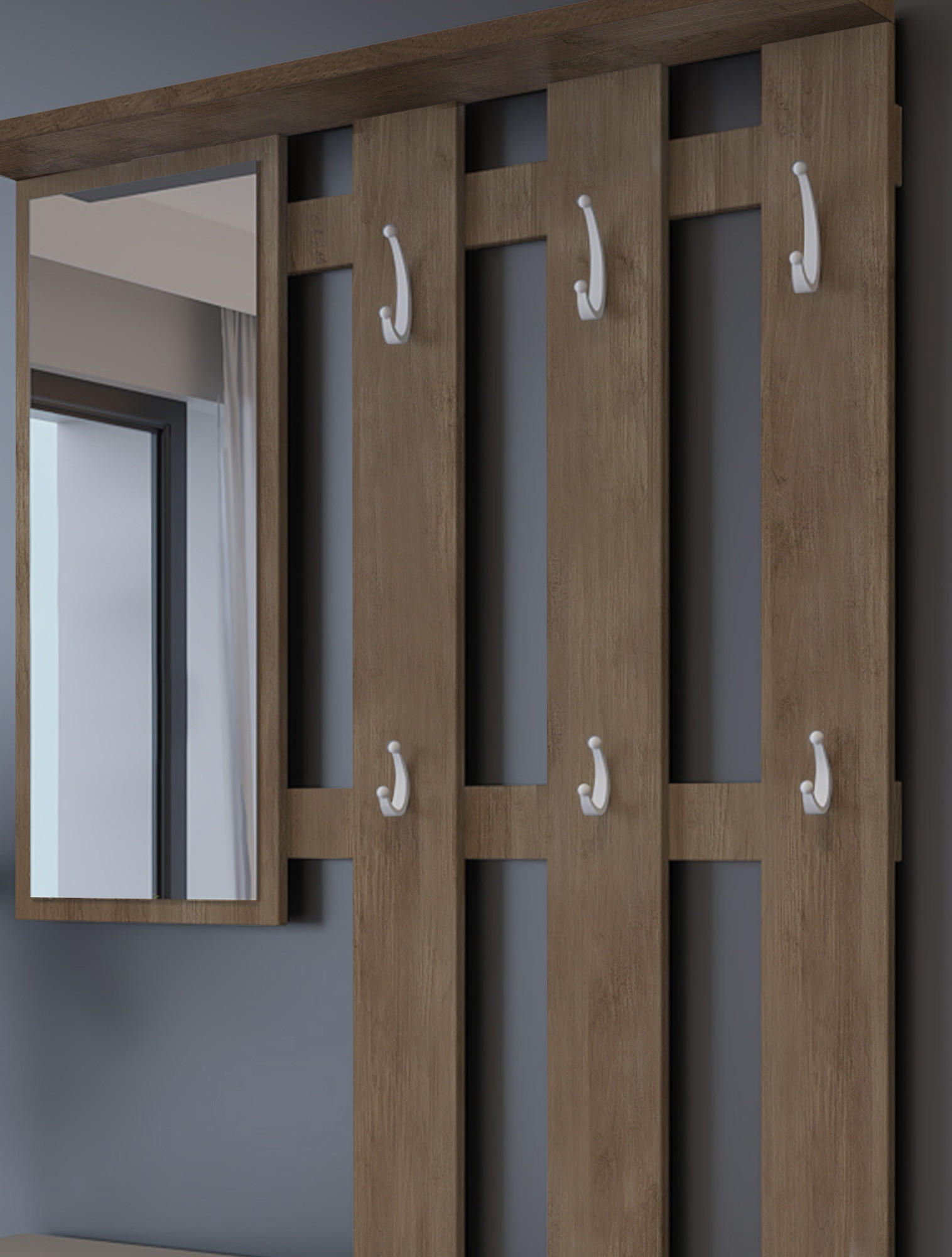 GARDEROBE Holz-Effekt Weiße Eiche 25x100h180 - Alteiche/Weiß, Holzwerkstoff (100/190/25.5cm) - DMORA