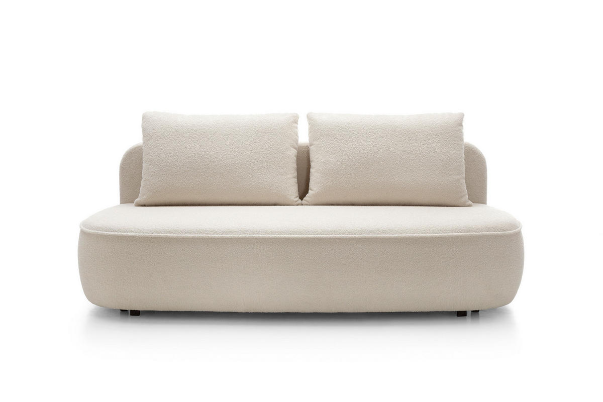 BETTSOFA KIRA Creme Chenille-Stoff mit Schlaffunktion - Creme, Textil (100/88/212cm) - MASSENO