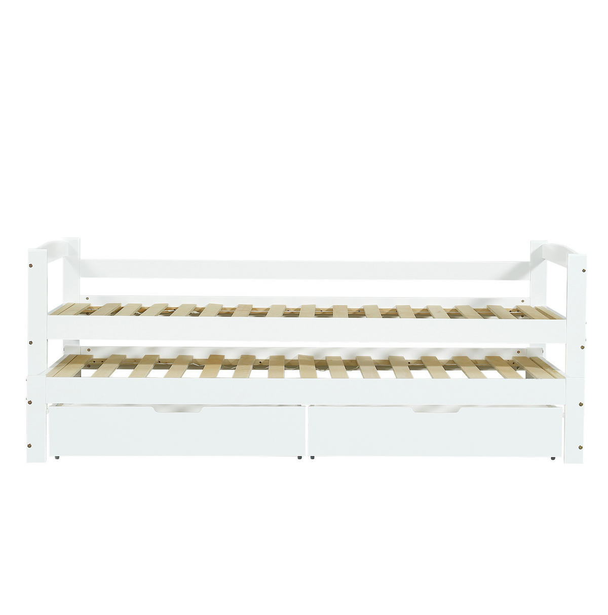 TAGESBETT 90/200 cm mit Ausziehbett und 2 Schubladen in Weiß - Weiß, Holzwerkstoff (90/200cm) - BEAOK