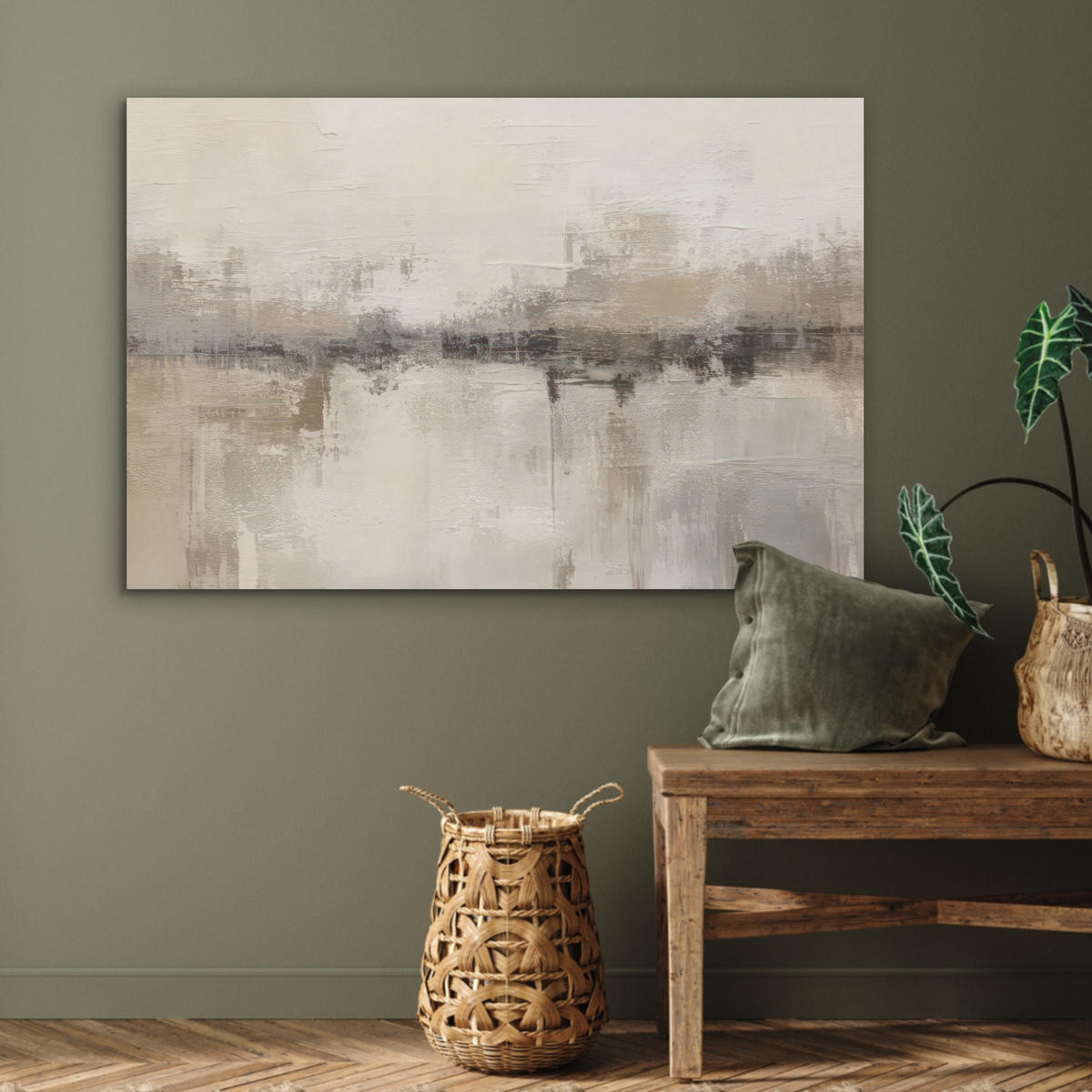 AKUSTIKPANEEL Moderne Kunst - Abstrakt - Beige 100x70 cm - Beige, Textil (100/0.9/70cm) - MuchoWow