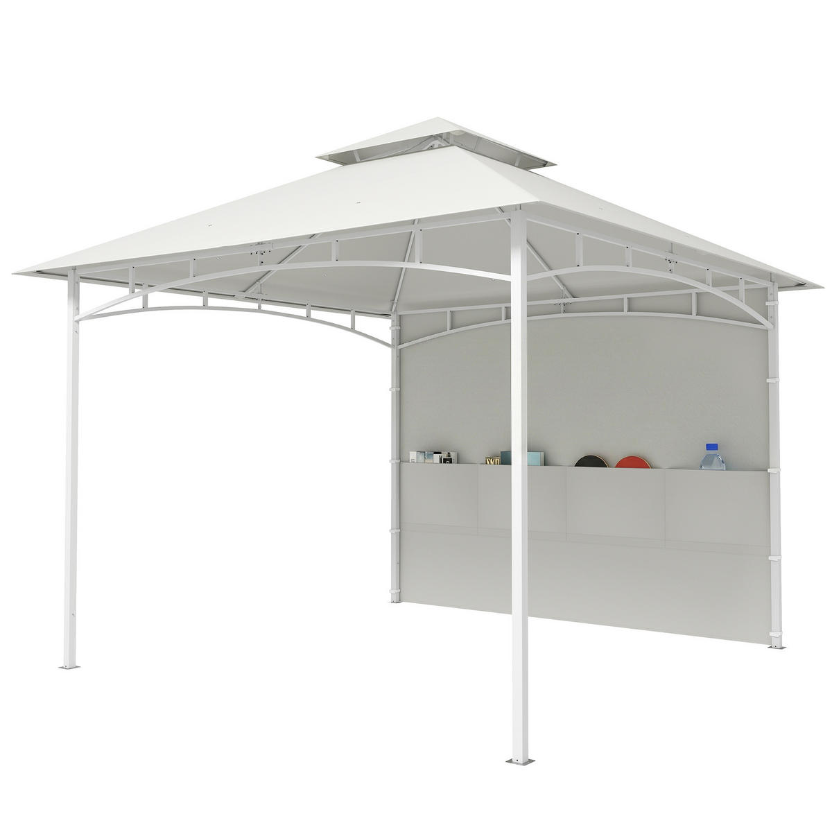 PAVILLON DE-12738 300/300 cm Doppeldach mit 4 Taschen und Haken Creme - Creme, Metall (300/276/300cm) - ComfortXL