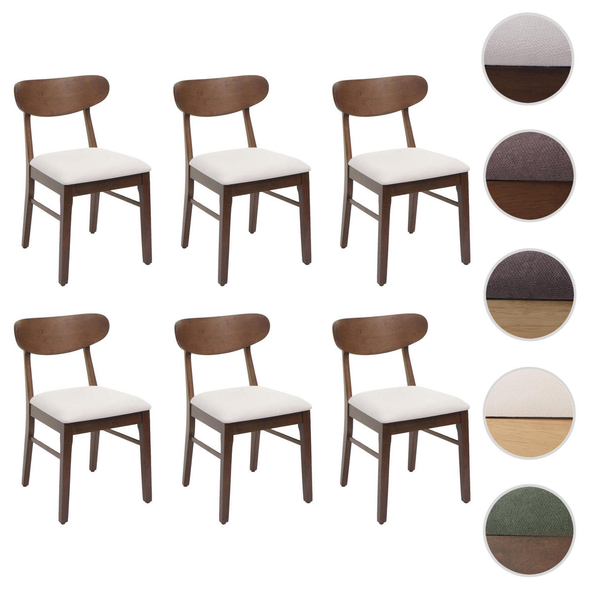 ESSZIMMERSTUHL Braun, Cremeweiß 6er-Set - Creme/Braun, Holz (45/79/49cm) - Jamb