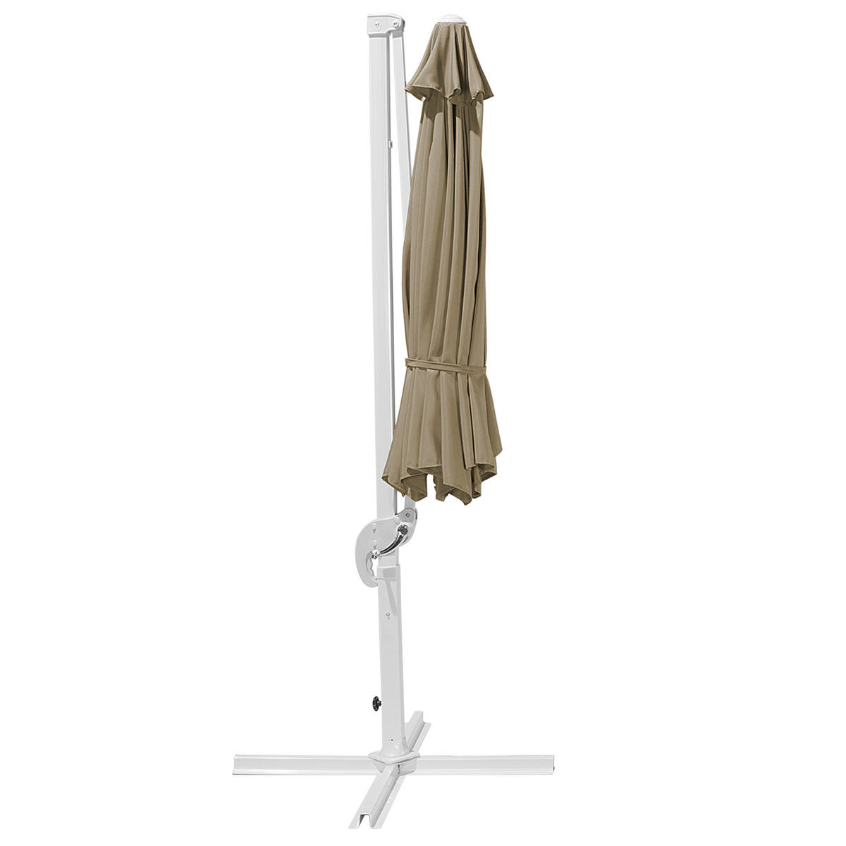 AMPELSCHIRM sandbeige/weiß 300 cm Savona - Beige/Weiß, Textil (300/300cm) - Beliani