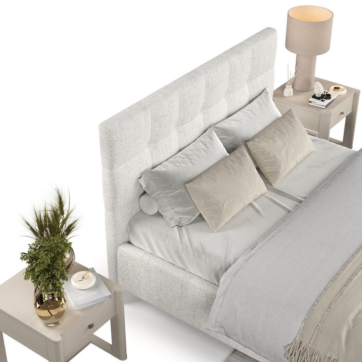 POLSTERBETT Cora 140/200 cm Creme im Neve Stoff - Creme/Naturfarben, Holz/Holzwerkstoff (140/200cm) - AltaBeds