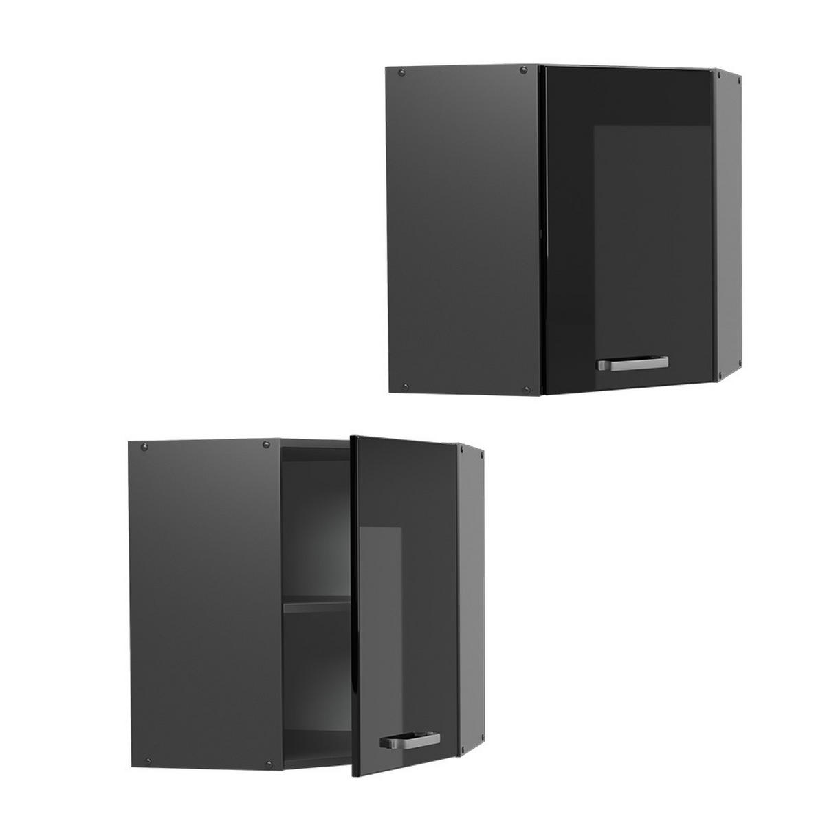 ECKHÄNGESCHRANK HÄNGESCHRAN R-Line Schwarz Hochglanz 57 cm - Schwarz Hochglanz/Anthrazit, Holzwerkstoff (57/60/34.1cm) - Vicco