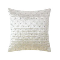 KISSENHÜLLE Pannesamt bestickt 40/40 cm - Creme, Textil (40/40cm) - Homescapes