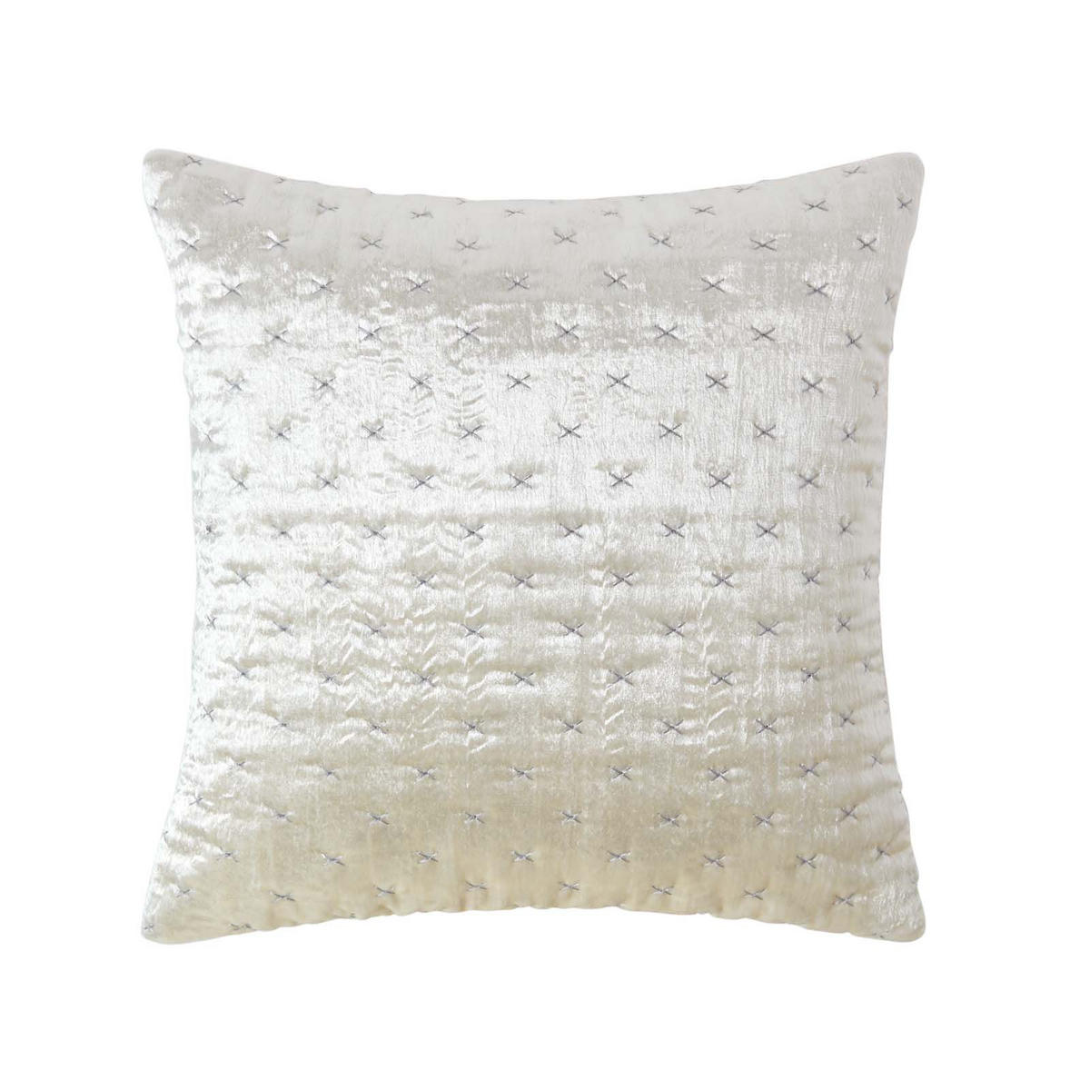 KISSENHÜLLE Pannesamt bestickt 40/40 cm - Creme, Textil (40/40cm) - Homescapes