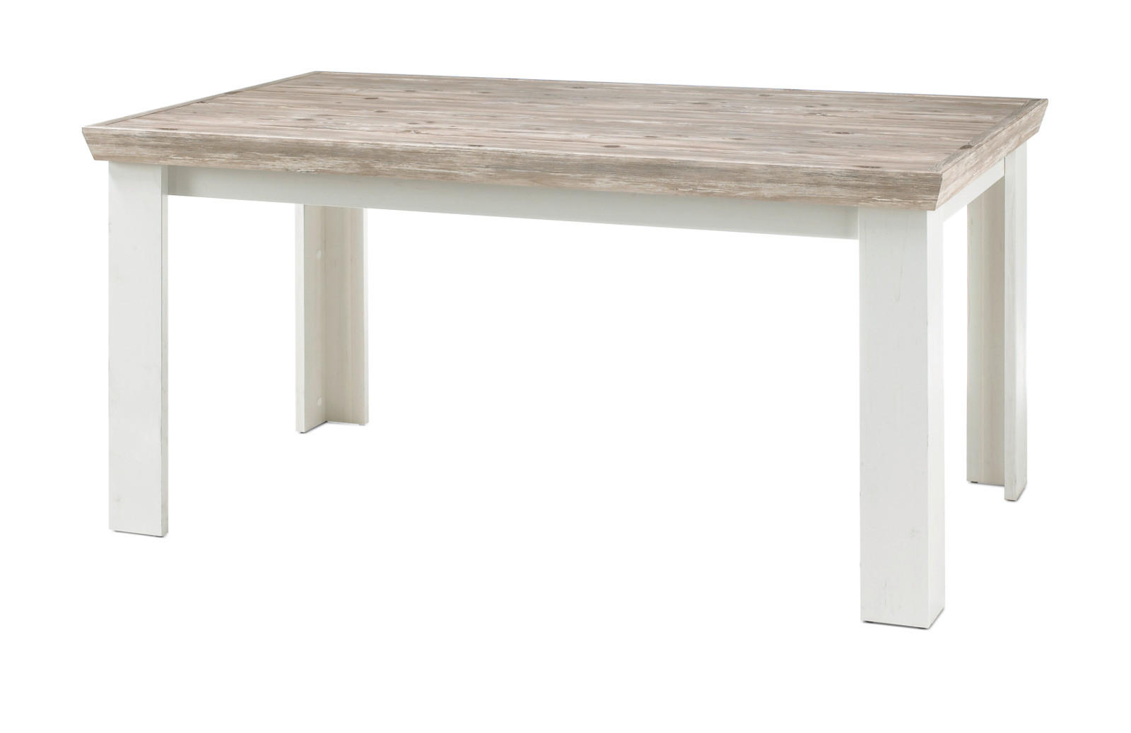 ESSTISCH Pinie weiß, Oslo Pinie Landhaus, Küchentisch, 160 x 90 cm - Weiß/Pinienfarben, Holzwerkstoff (160/90/76cm) - Furn.Design