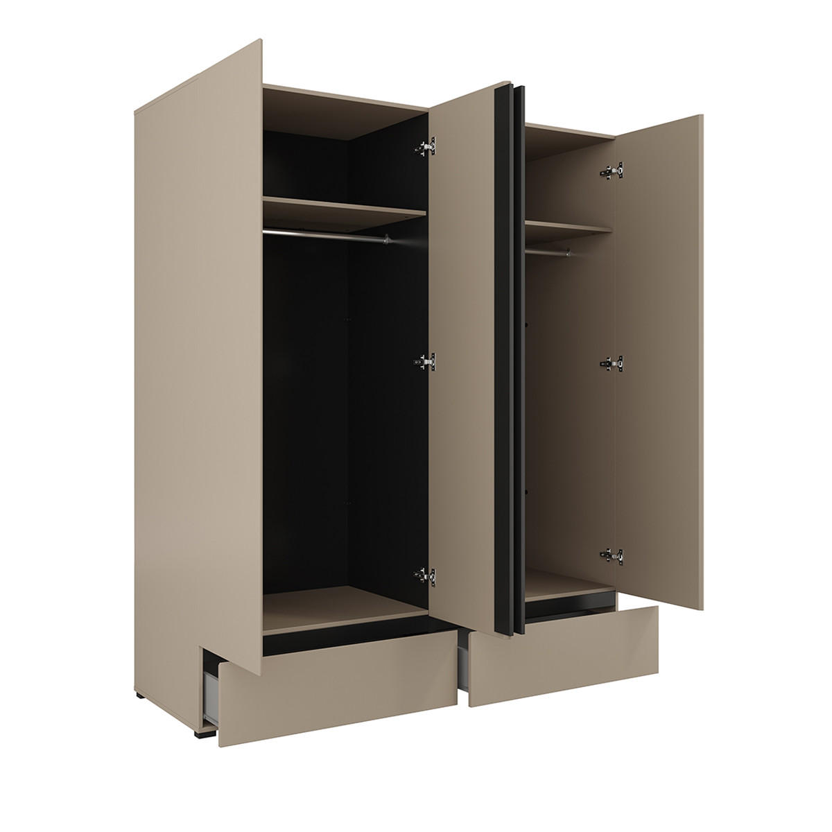 SCHRANK 4 Türen Lilia Taupe - Taupe, Holzwerkstoff (179.6/210/59.5cm) - Petits-meubles