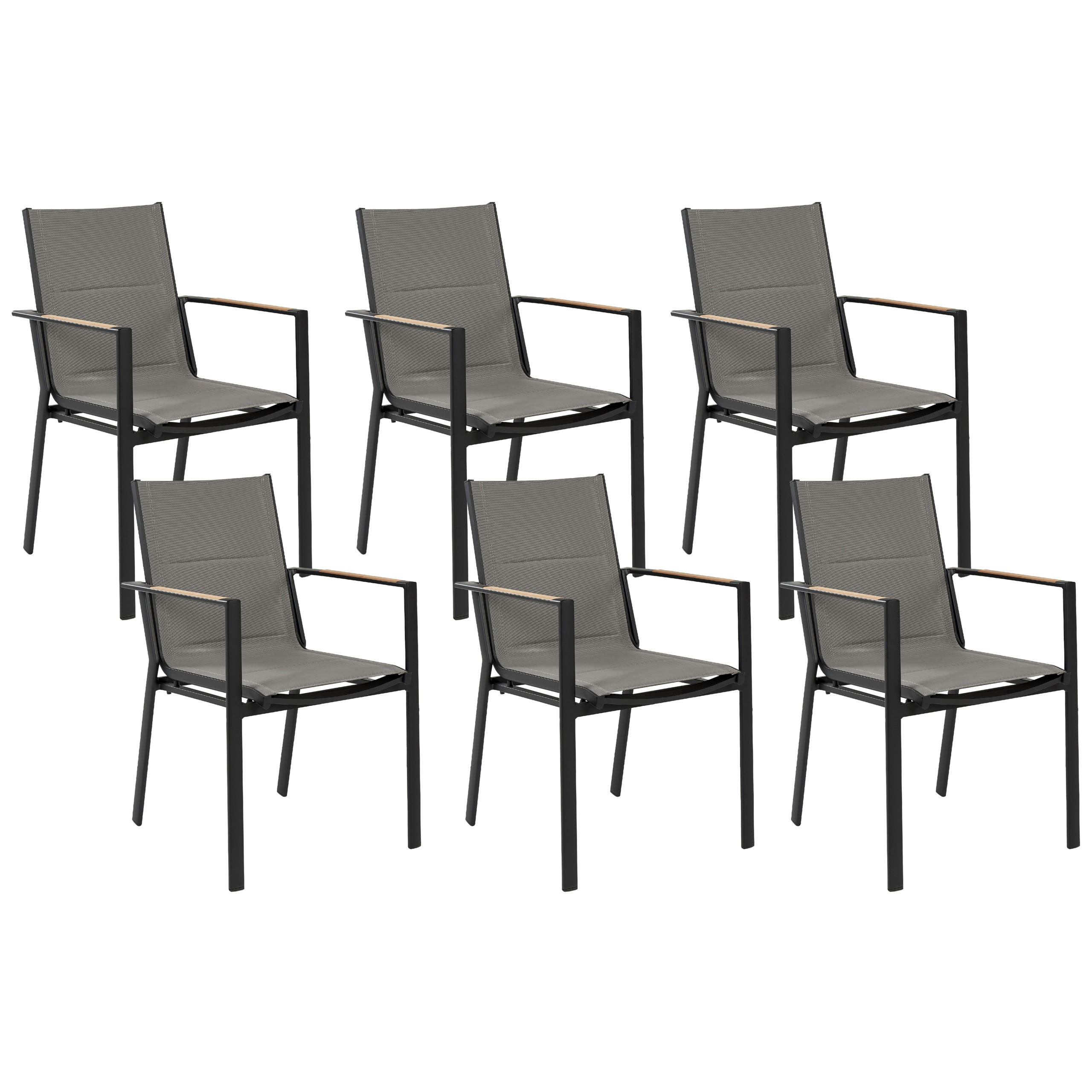 GARTENSTUHL 6er-Set Aluminium schwarz Busseto - Schwarz, Metall (56/90/64cm) - Beliani