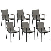 GARTENSTUHL 6er-Set Aluminium schwarz Busseto - Schwarz, Metall (56/90/64cm) - Beliani