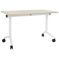 PSACÍ STŮL Skládací Světle hnědý 120/60 cm s kolečky Cavi - bílá/hnědá, kompozitní dřevo (60/120/75cm) - Beliani