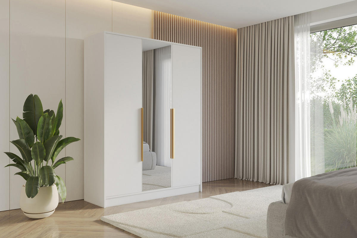 KLEIDERSCHRANK - LUSSO - 150 - Weiß - Schwarz/Weiß, Holzwerkstoff (150/200/51cm) - ALTDECOR