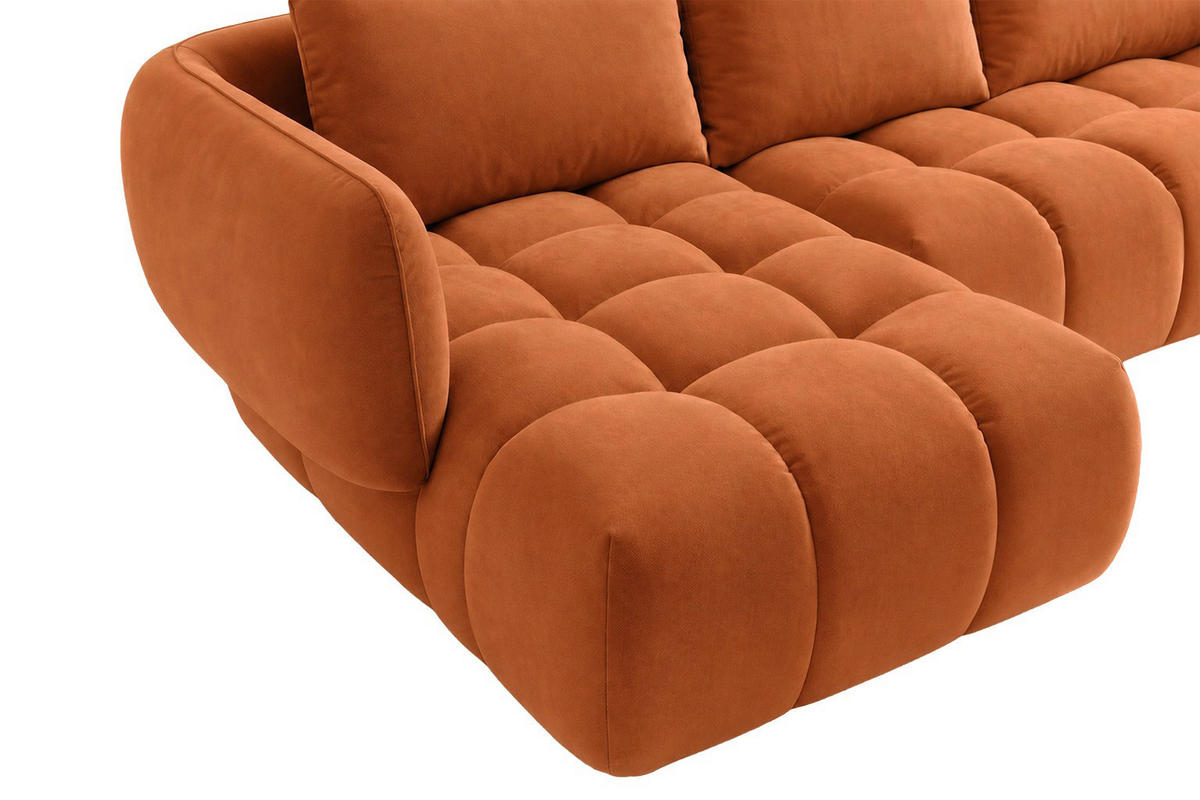 ECKSOFA L-Form, Veloursstoff Bluvel, Zimtfarbe, Links, SEVIO L - Orange, Holz (242/175cm) - Kaiser Möbel