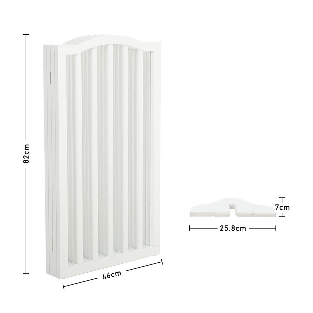 SCHUTZGITTER Gewölbt 4-Paneele Faltbar Freistehend MDF Weiß - Weiß, Holzwerkstoff (46/1.8cm) - Livingandhome