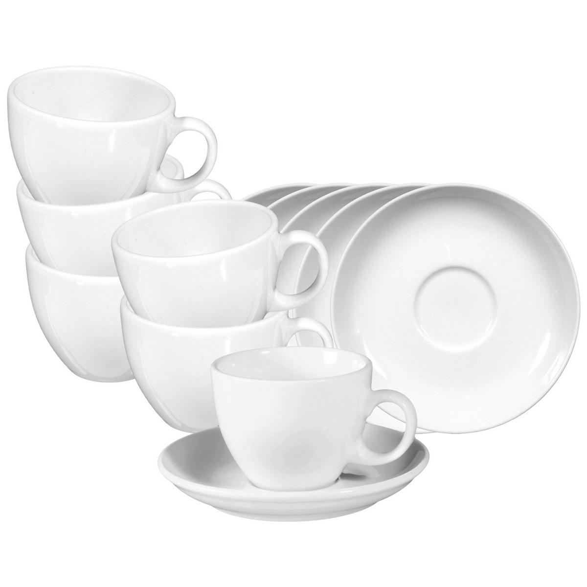 CAPPUCCINOTASSEN MIT UNTERTASSEN VIP. weiß 220 ml 6er Set - Weiß, Keramik (0.22L) - Seltmann Weiden