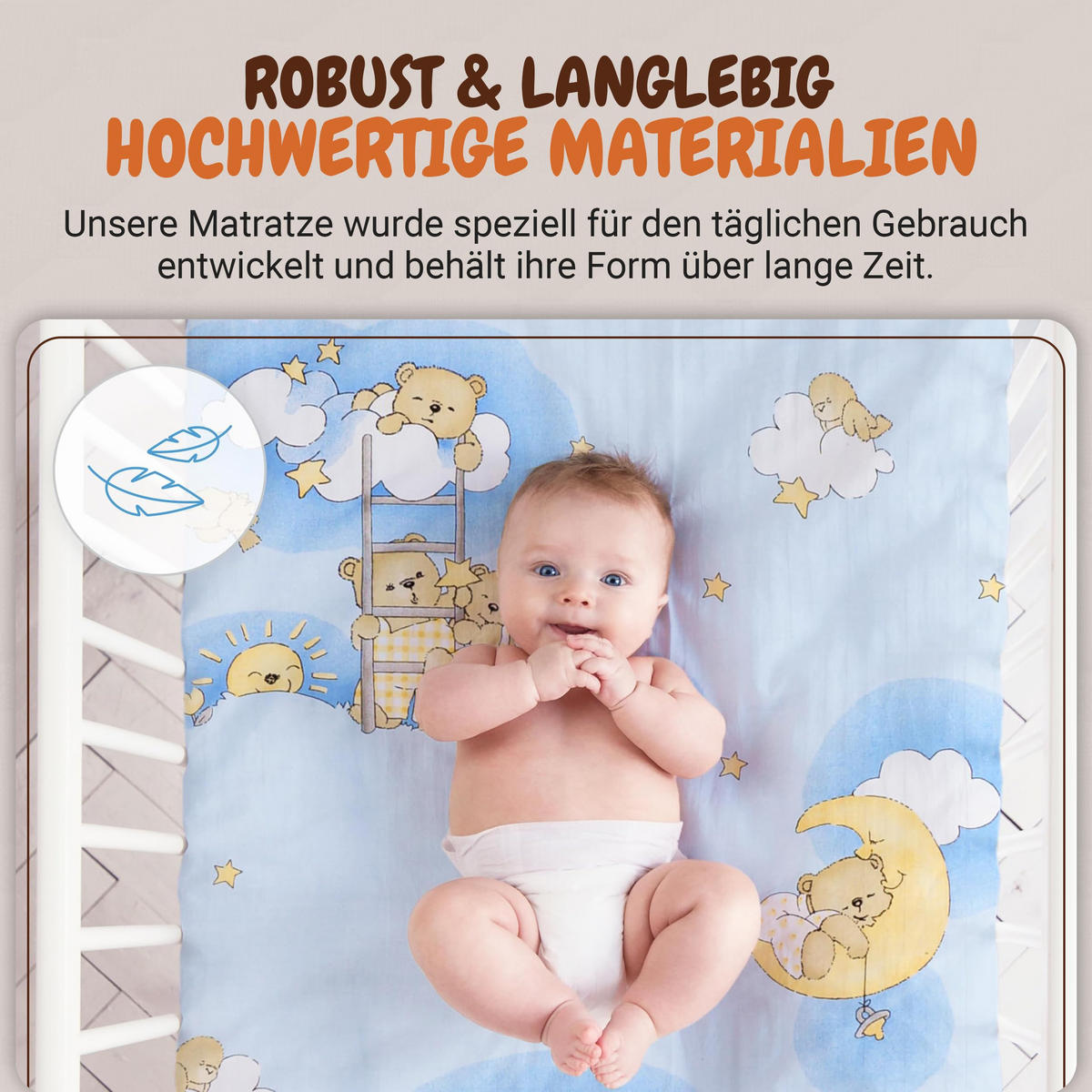 KINDERMATRATZE 60 x 120 cm klappbar, Schaumstoff, Mikrofaserbezug Blau - Blau, Textil - Best for Kids