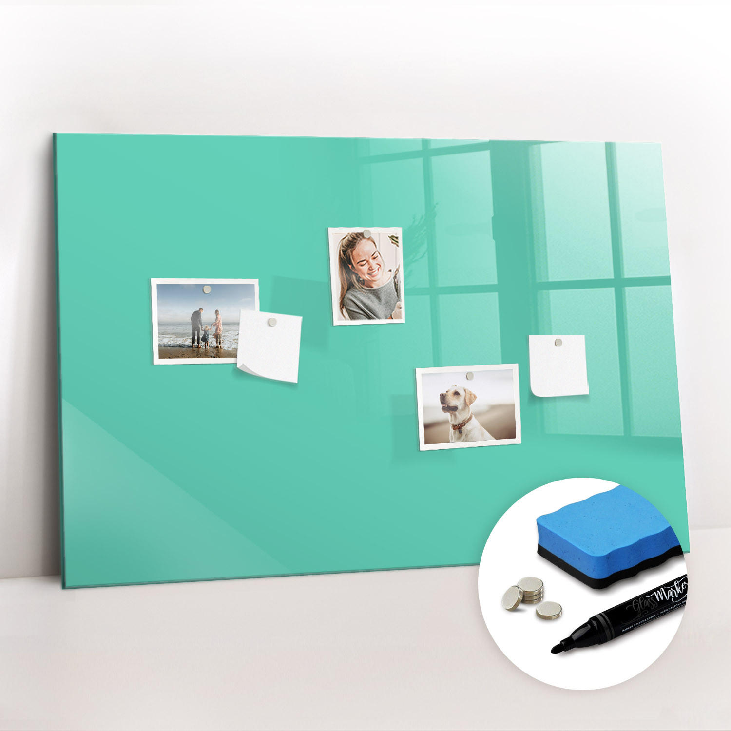 MAGNETTAFEL 90x60 Türkis schwarzer Marker - Türkis, Glas (90/0.4/60cm) - TULUP