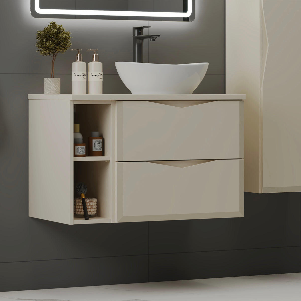 DONJI ELEMENT ZA UMIVAONIK 80.6cm Ellie Kašmir - boje kašmira, drvni materijal (80.6/52.2/46.5cm) - Petits-meubles