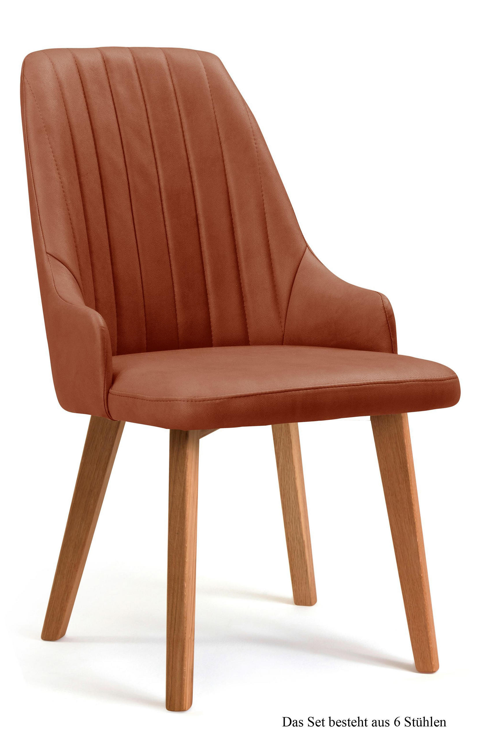 ESSZIMMERSTUHL (6er-Set) Daryl 52x91x60 Eiche geölt/Cognac - Cognac/Eichefarben, Kunststoff (60/91/52cm) - 58aufmkessel