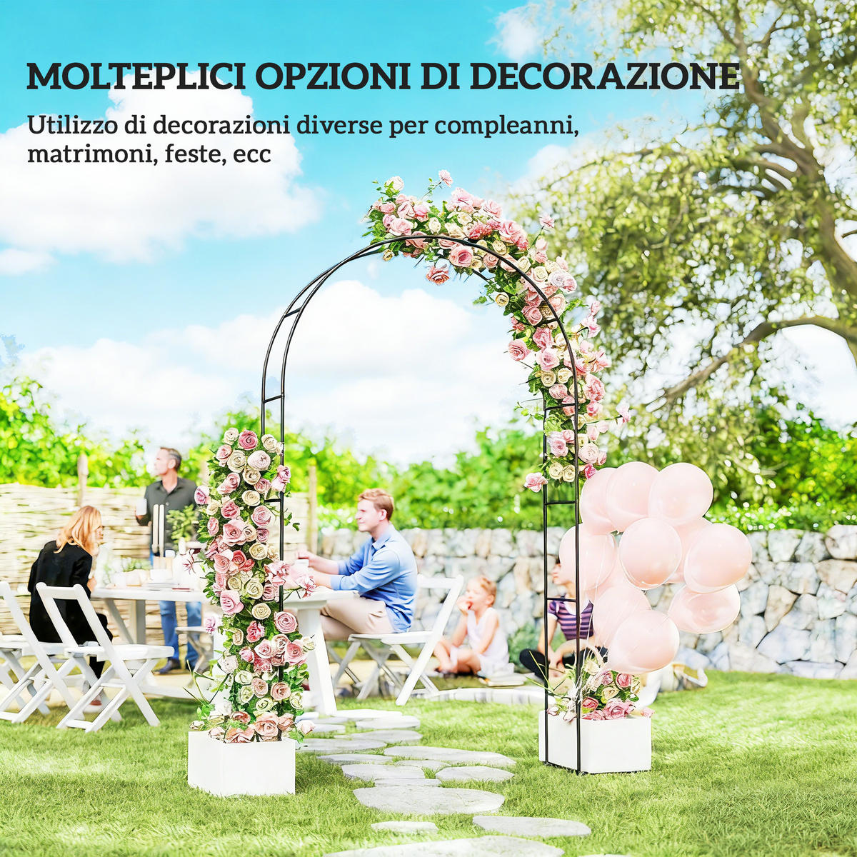 GARTENBOGEN,METALL Hochzeit Event,schwarz - Schwarz, Metall (23/12/62cm) - Vallsero