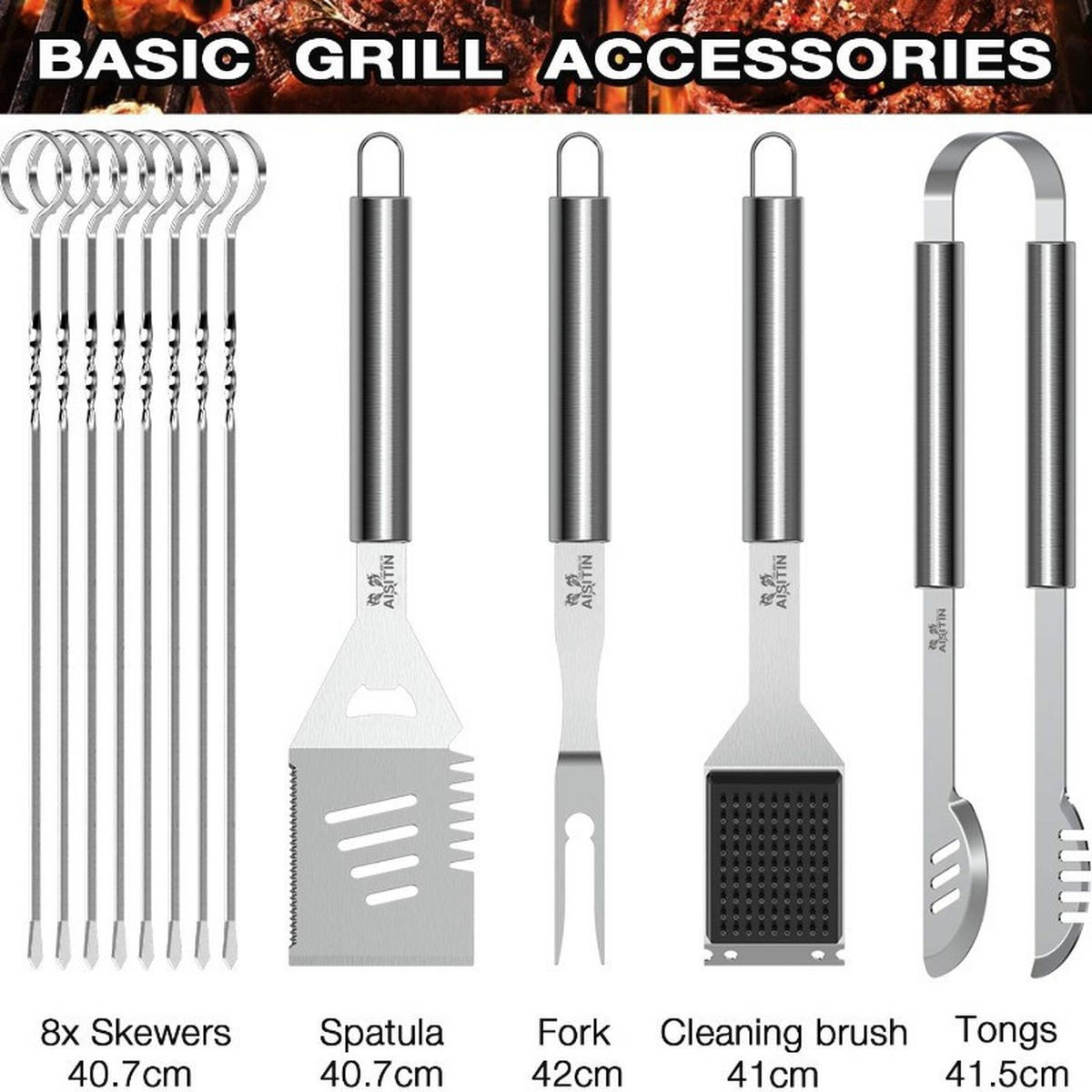GRILLBESTECK 25-teiliges Set - Multicolor, Metall (43.5cm)