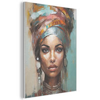AKUSTIKBILD Frau - Kunst - Schmuck - Porträt Kunstdruck Schlafzimmer 50x70 cm - Blaugrau, Kunststoff (50/70/0.9cm) - MuchoWow