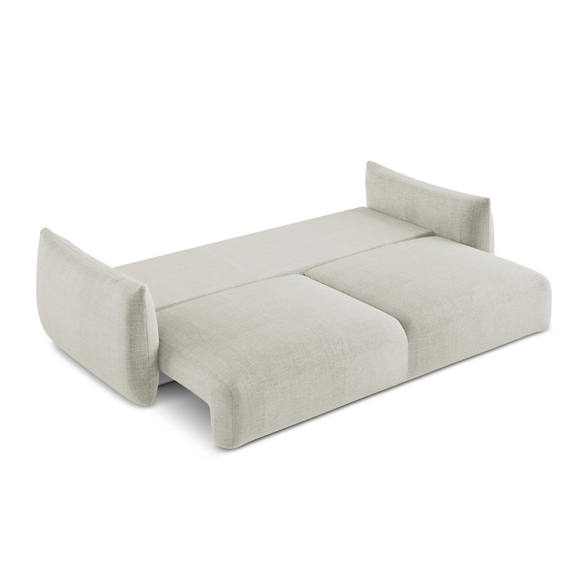 3-SITZER SOFA mit Schlaffunktion Strukturstoff Beige - Beige/Schwarz, Holzwerkstoff/Kunststoff (230/90/105cm) - LaMiaSofa