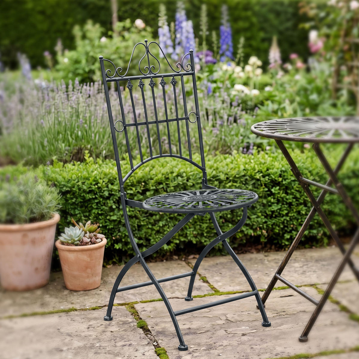 GARTENKLAPPSTUHL Metall Anthrazit - Anthrazit, Metall (39/94/53cm) - CLP