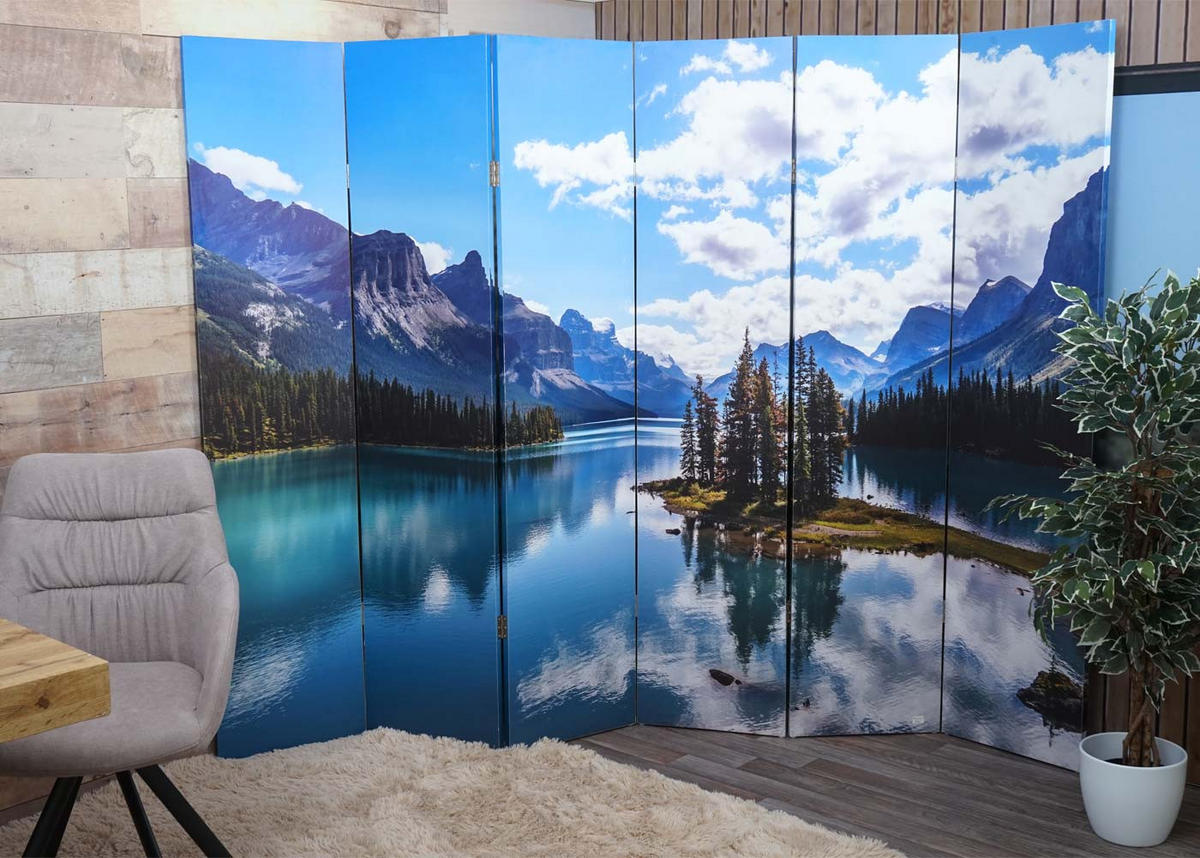 FOTO-PARAVENT Blau - Blau, Holz (244/180/2cm) - MCW