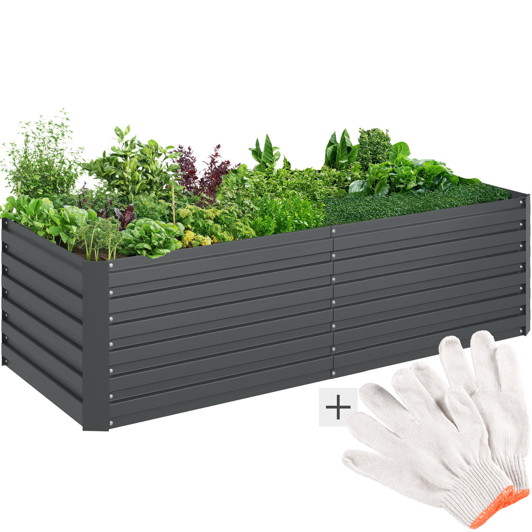 HOCHBEET Blomma,200 x 80 x 56 cm,anthrazit - Anthrazit, Metall (200/56/80cm) - tectake