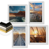 WANDBILDER 4er-Set - 50x50 cm & 40x60 cm Weißer Rahmen - Leuchtturm-Grassteg - Weiß, Kunststoff (50/50cm) - ArtPrintCave
