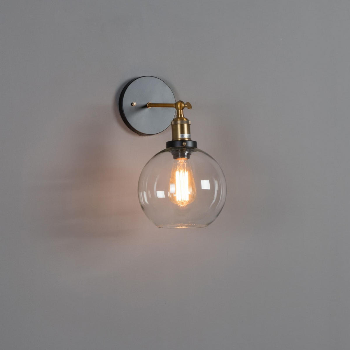 WANDLEUCHTE Olivia, Transparent und schwarz, 31cm - Transparent, Glas (31/18.5/31cm) - KOSILUM